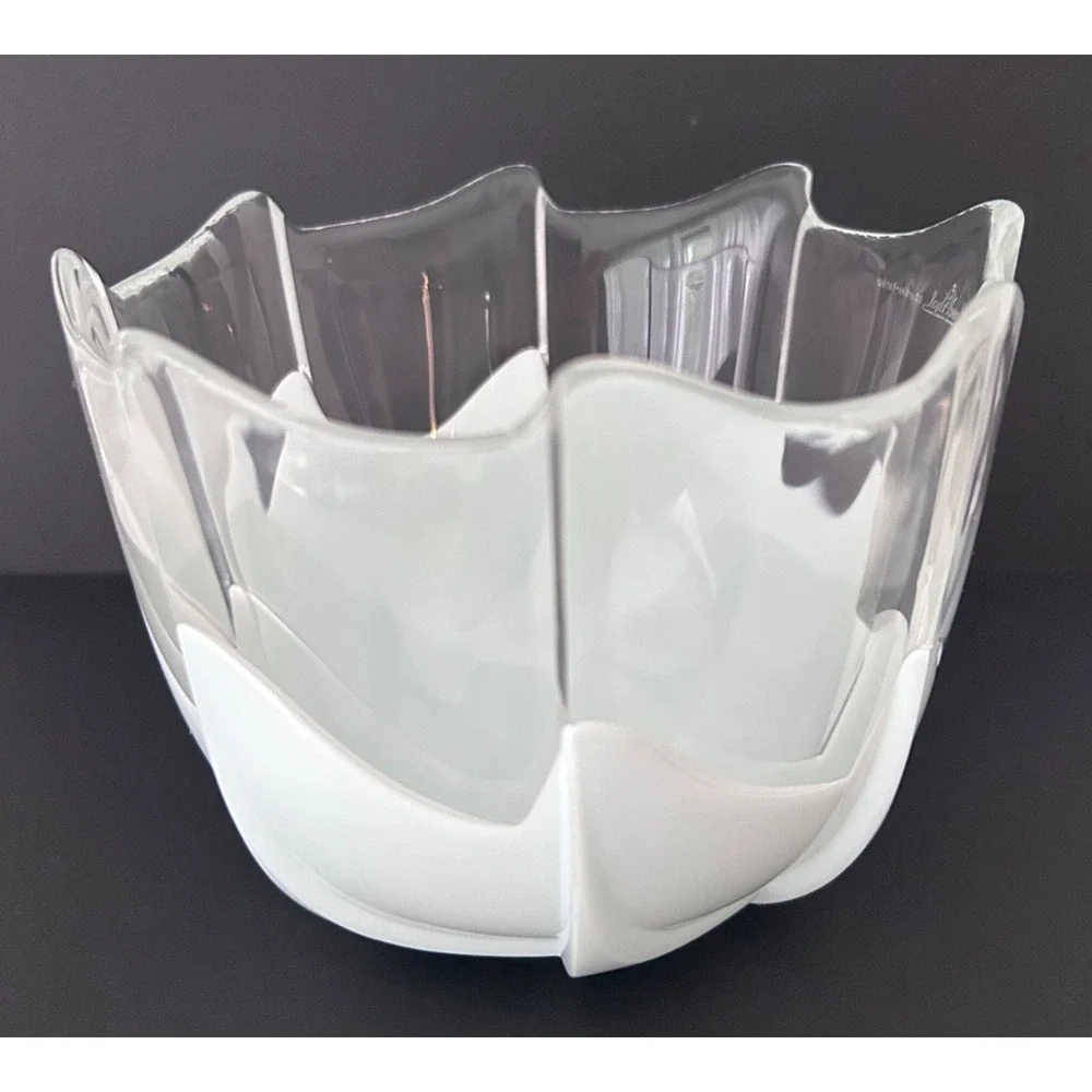 CRYSTAL Sculpture Vase Rosenthal Studio Line Art Deco Germany Glass Fan Dish Vtg